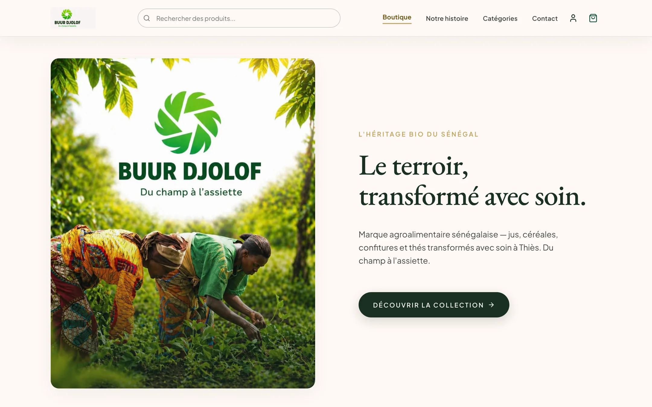La boutique en ligne de Buur Djolof, créée avec Jaaykat